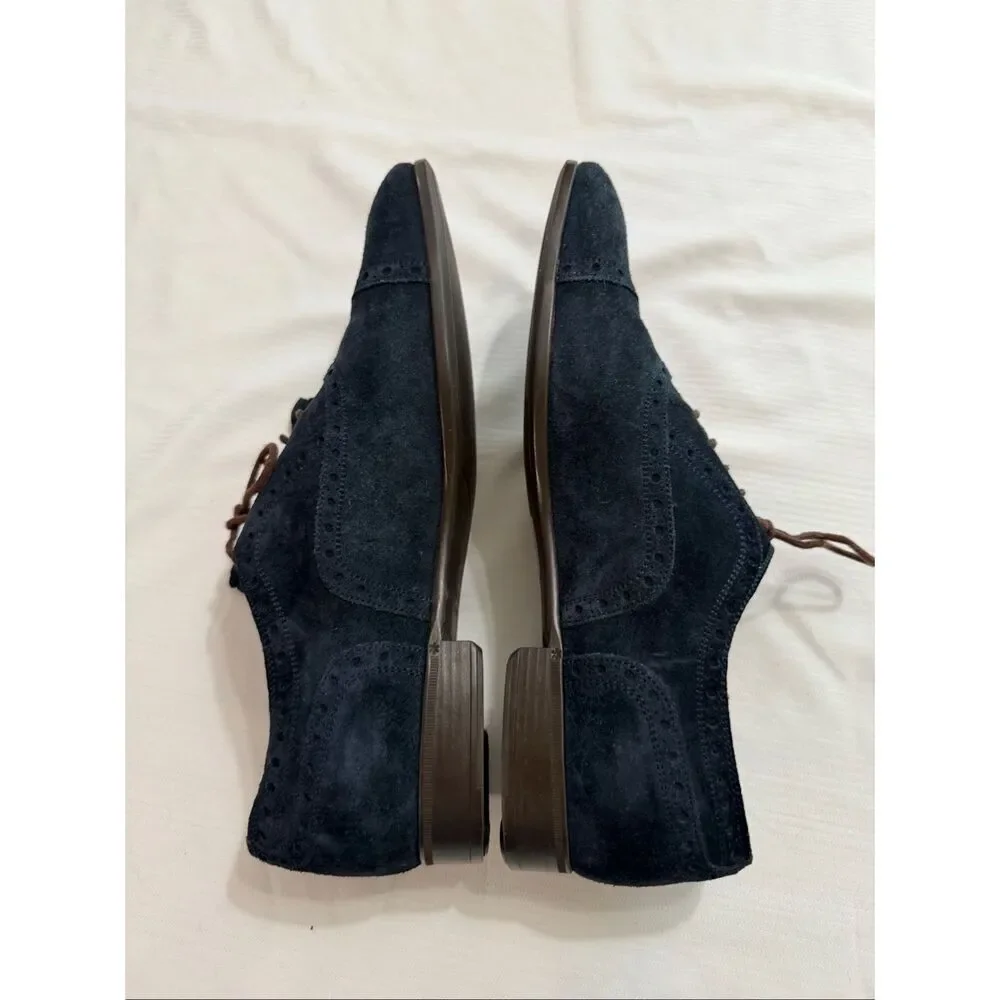 Gucci Navy Blue Suede Bamboo Tassel Lace Up Oxfords Men’s Size 6 1/2